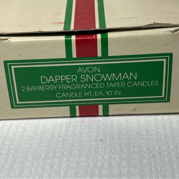 New Vintage Avon Dapper Snowman Two Red BayBerry Fragrance 10" Taper Candles - Picture 4 of 5